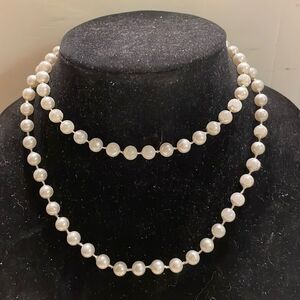 32” pullover/wear many ways round white 6mm simulated pearl necklace